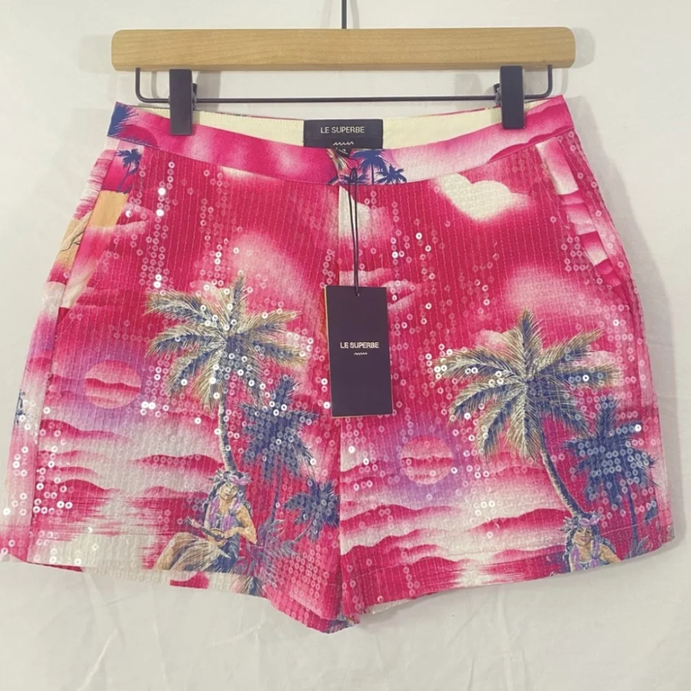 Le Superbe Sequin Hula Girl Tropical Shorts